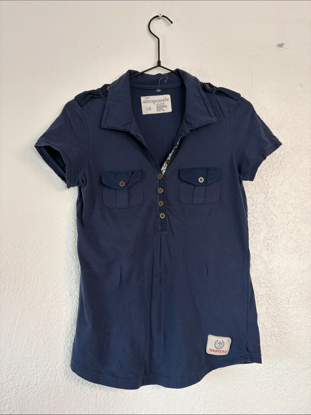 Aeropostale Navy Button-Up Casual Shirt